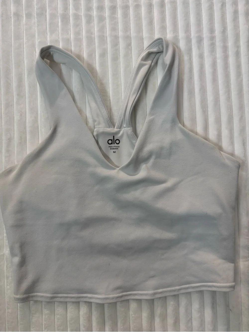 ALO Yoga White Airbrush Real Bra Tank